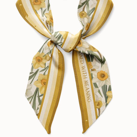 Daffodil Flower Silk Ribbon Scarf