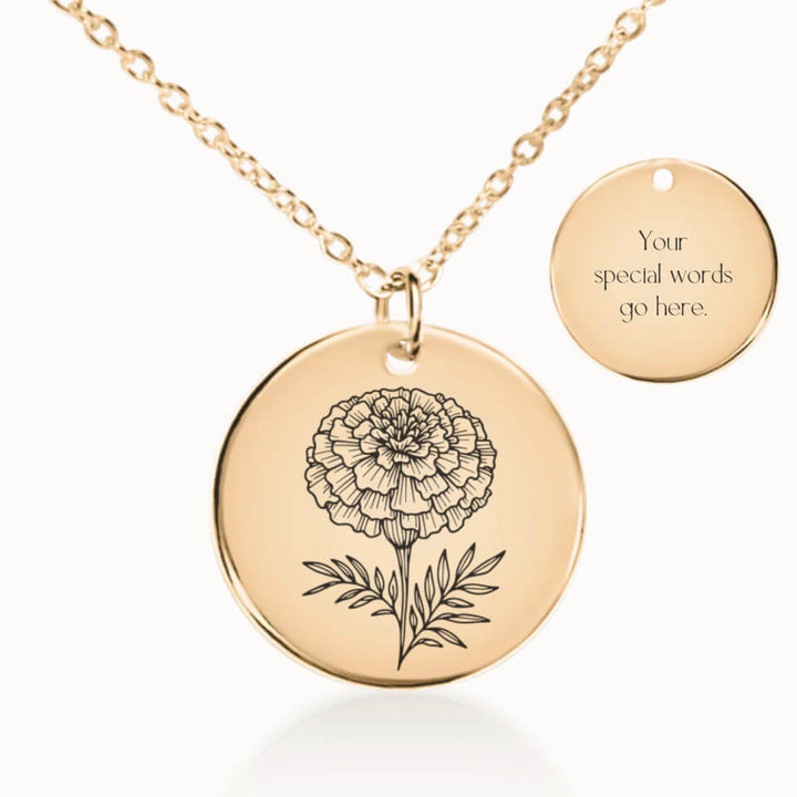 October Birth Flower Pendant Necklace in Gold, Personalized Gift for Her