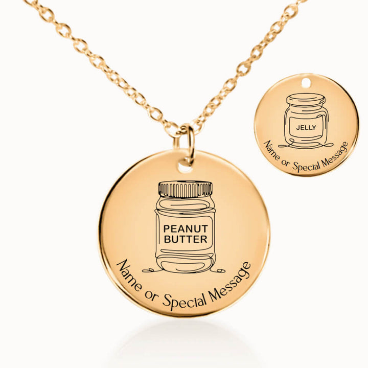 Peanut Butter and Jelly Pendant Necklace, Gift for Her, Gold