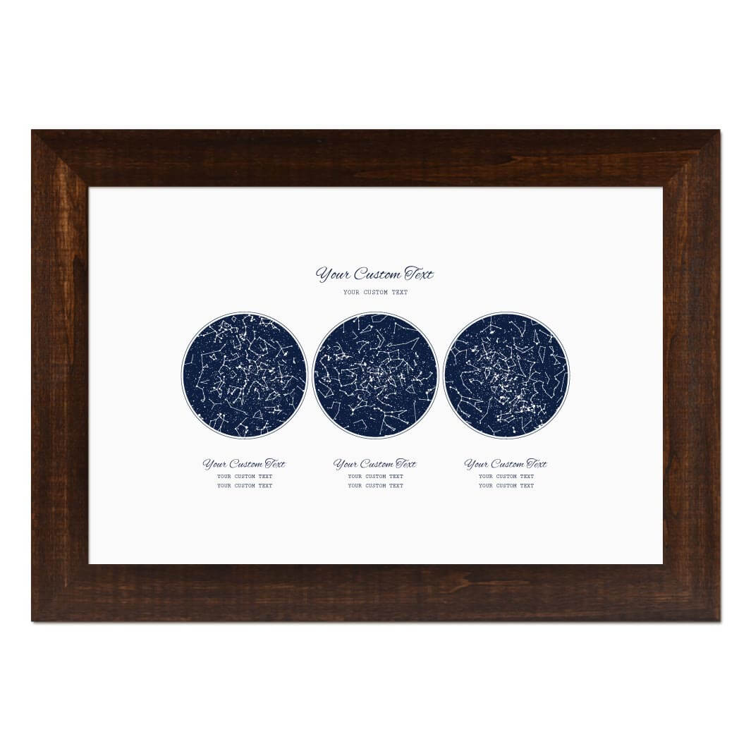 Custom Wedding Guest Book Alternative, Personalized Star Map with 3 Night Skies, Espresso Wide Frame#color-finish_espresso-wide-frame