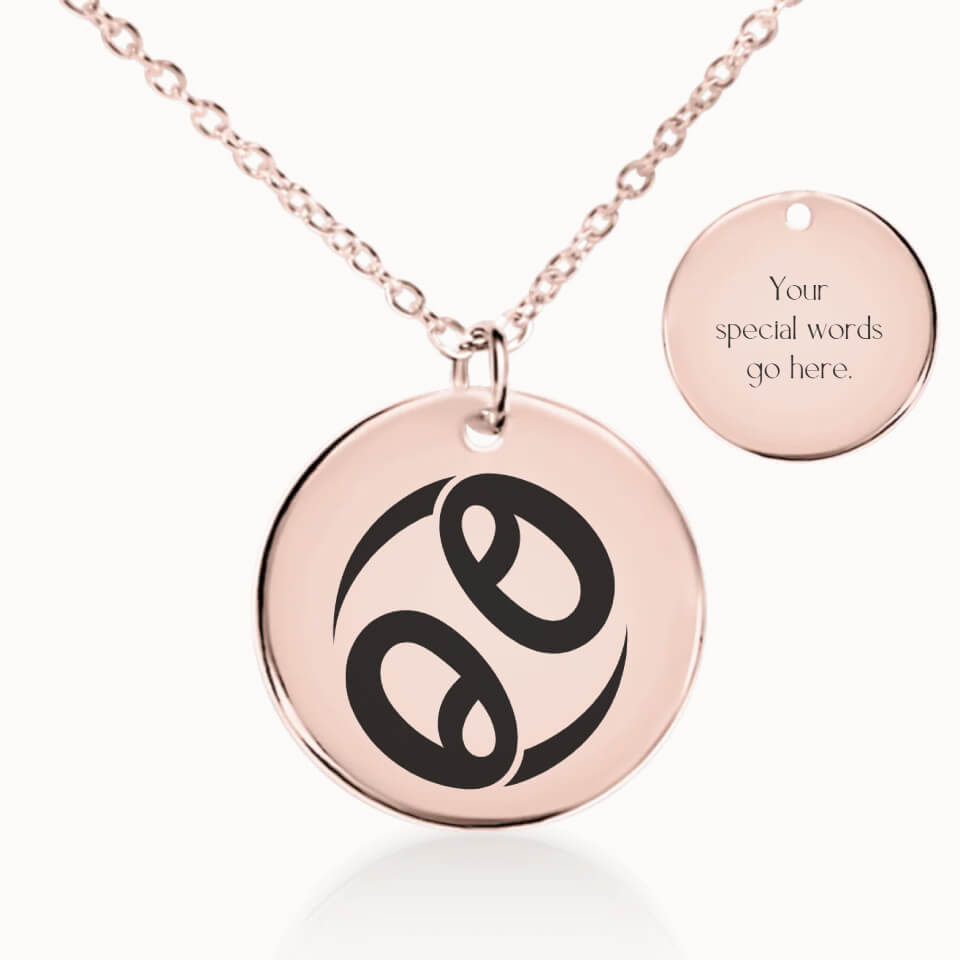 Pisces Zodiac Pendant Necklace in Rose Gold, Personalized Gift for Her