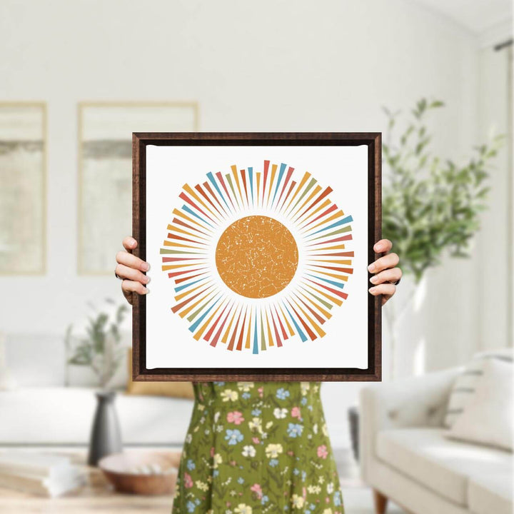 Sunburst Star Map Personalized with 1 Night Sky, Espresso Floater Frame, Styled#color-finish_espresso-floater-frame