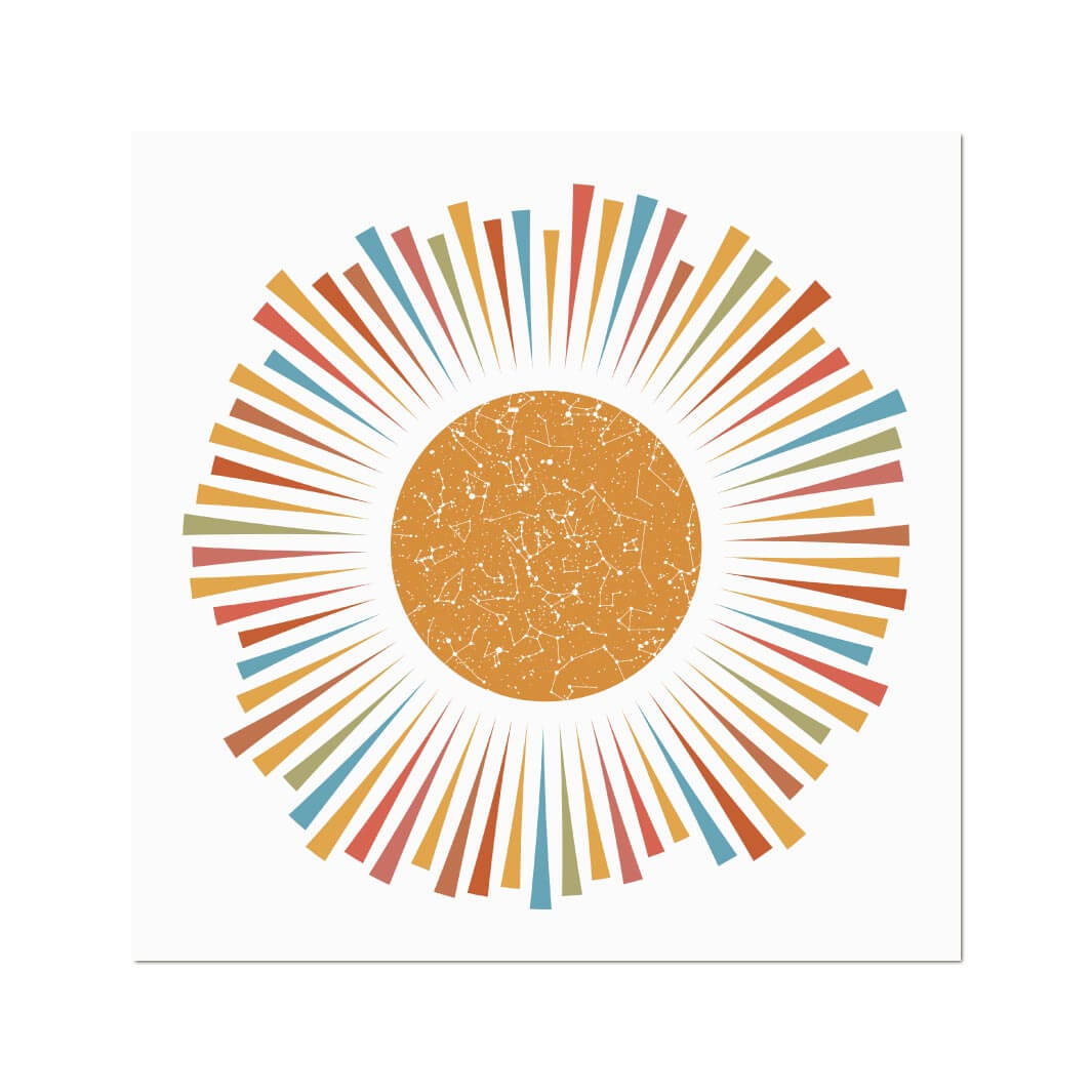 Sunburst Star Map Personalized with 1 Night Sky, Unframed#color-finish_unframed