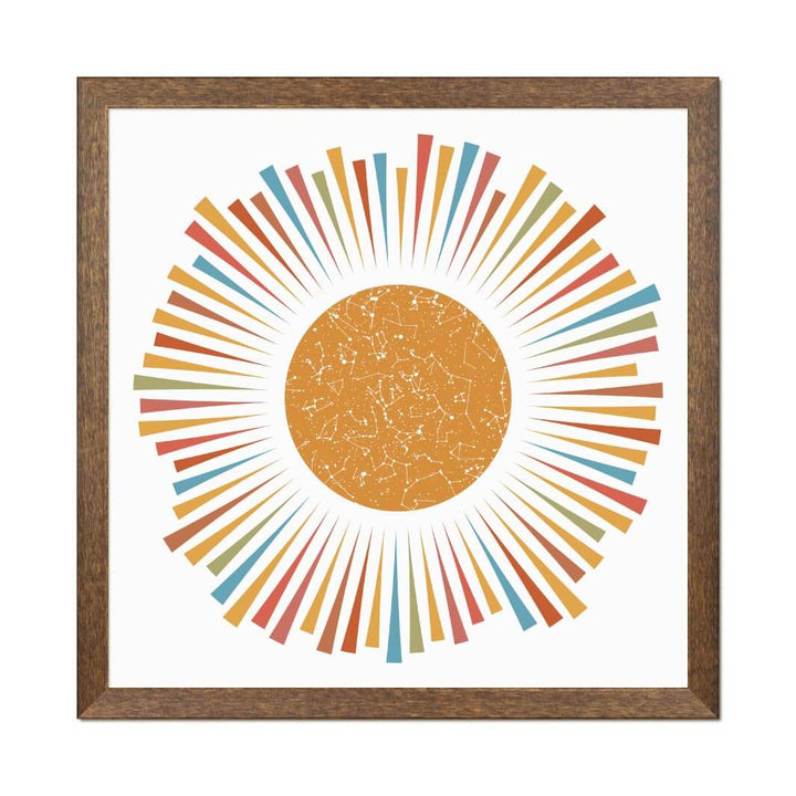 Sunburst Star Map Personalized with 1 Night Sky, Walnut Thin Frame#color-finish_walnut-thin-frame