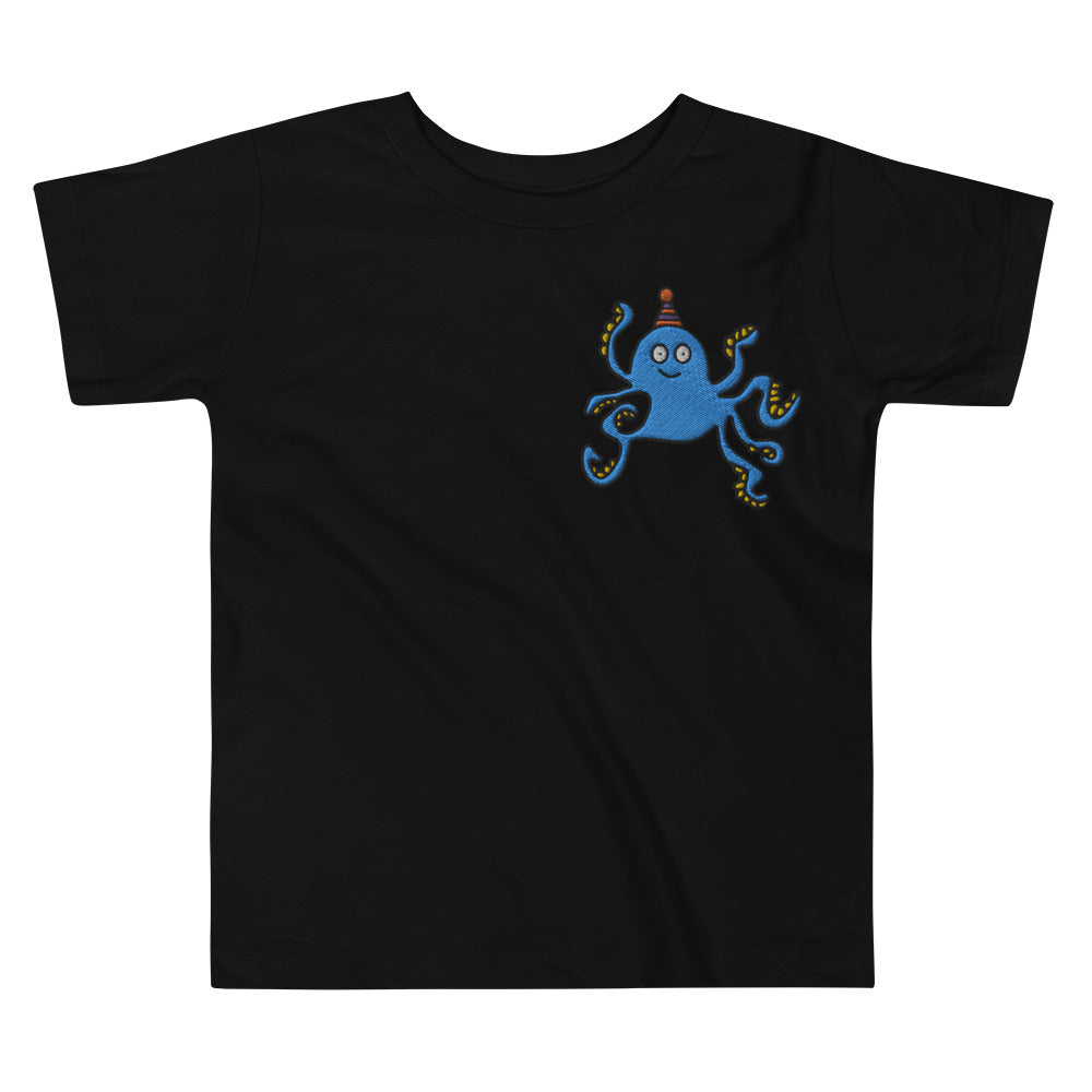 Embroidered Party Hat Octopus, 100% Cotton Shirt, Kids