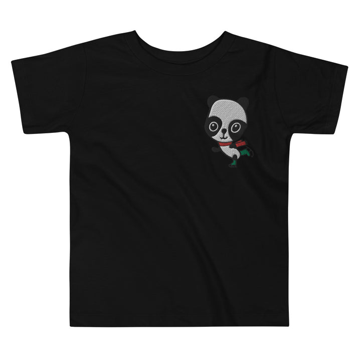 Embroidered Ice Skating Panda, 100% Cotton Shirt, Kids