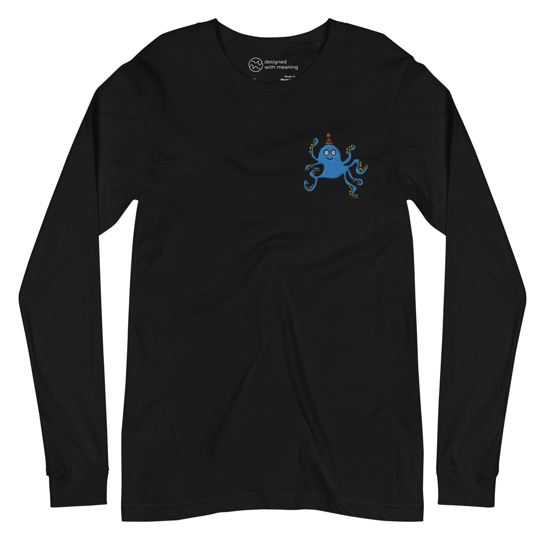 Embroidered Party Hat Octopus, 100% Cotton Shirt