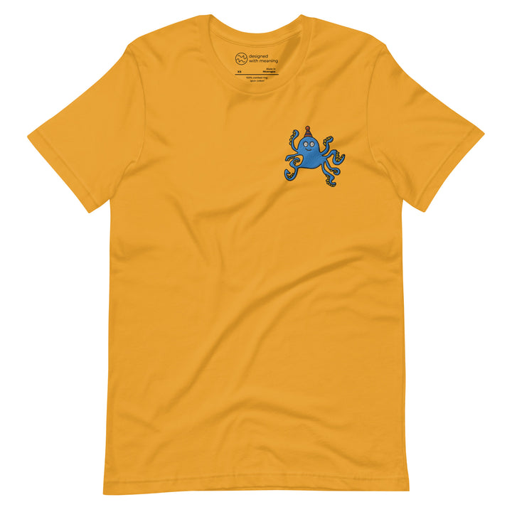 Embroidered Party Hat Octopus, 100% Cotton Shirt