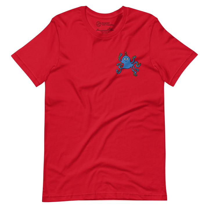Embroidered Party Hat Octopus, 100% Cotton Shirt