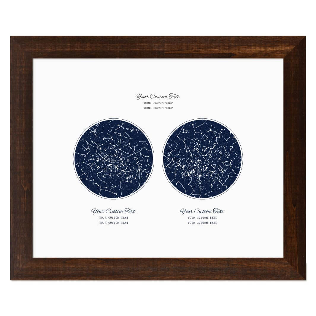 Personalized Wedding Guestbook Alternative, Star Map Personalized with 2 Night Skies, Espresso Wide Frame#color-finish_espresso-wide-frame