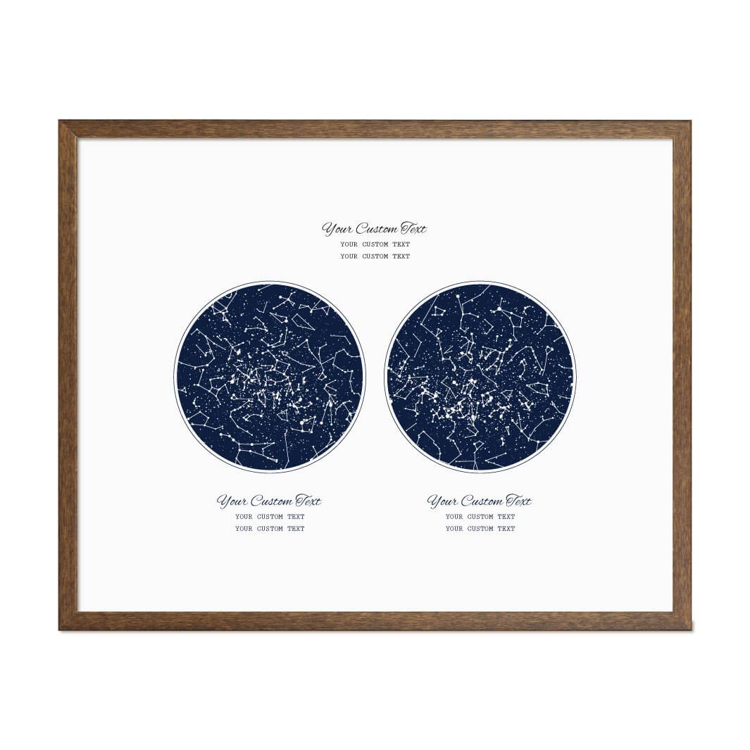 Personalized Wedding Guestbook Alternative, Star Map Personalized with 2 Night Skies, Walnut Thin Frame#color-finish_walnut-thin-frame