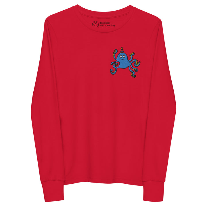 Embroidered Party Hat Octopus, 100% Cotton Shirt, Kids