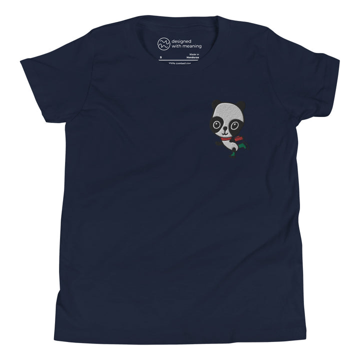 Embroidered Ice Skating Panda, 100% Cotton Shirt, Kids
