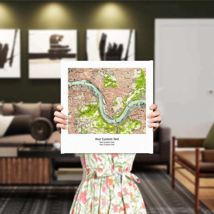 Rectangle Shape Atlas Art Personalized with 1 Map, Styled#color-finish_wrapped-canvas