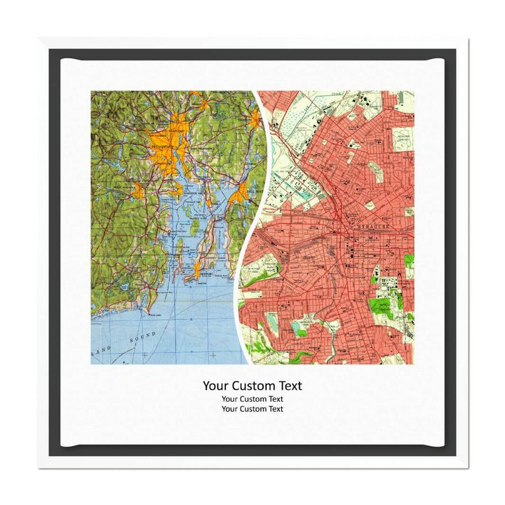 Rectangle Shape Atlas Art Personalized with 2 Joining Maps#color-finish_white-floater-frame
