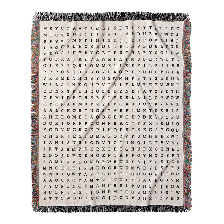 Sip and Savor Word Search, 50x60 Woven Throw Blanket, Hidden#color-of-hidden-words_hidden