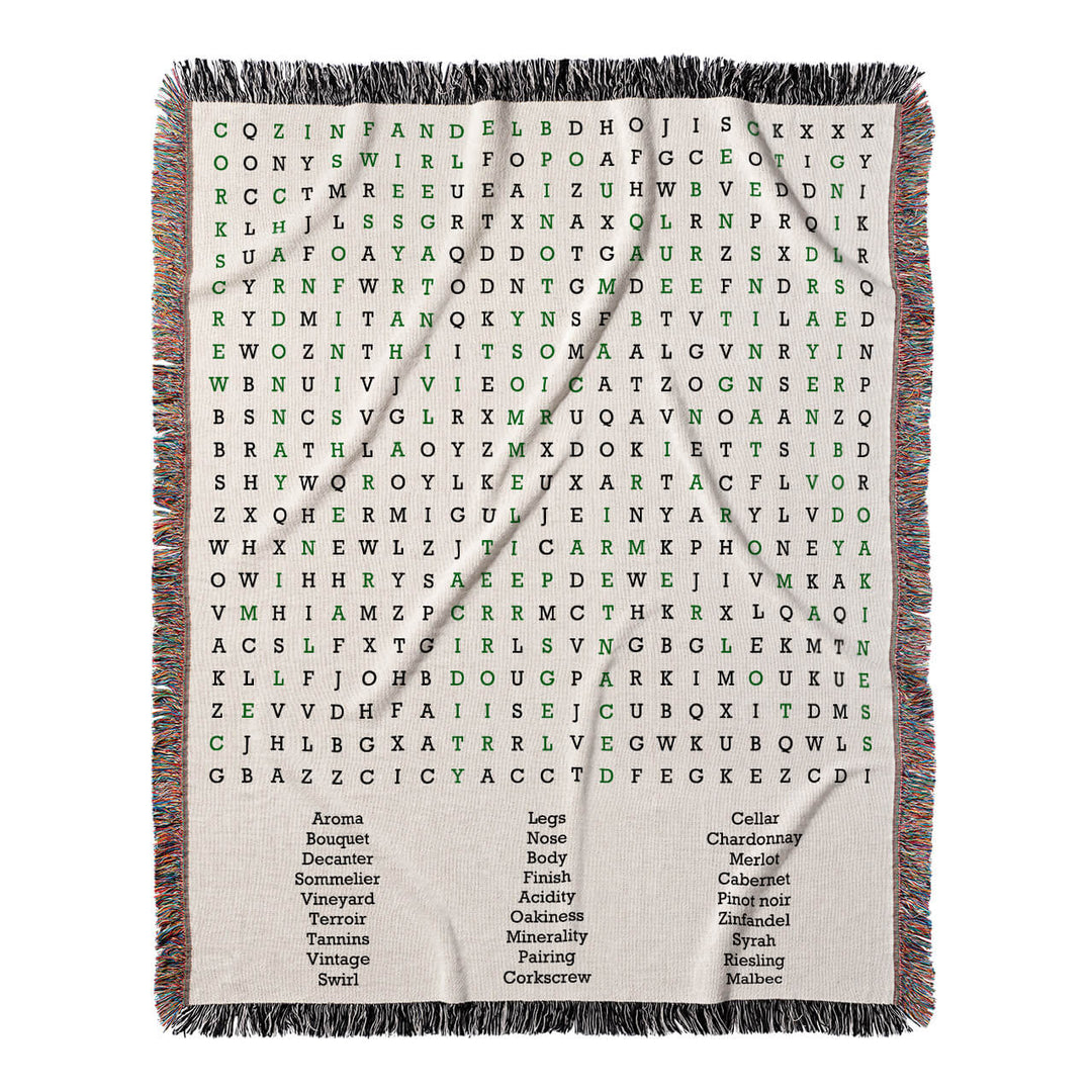 Sip and Savor Word Search, 50x60 Woven Throw Blanket, Green#color-of-hidden-words_green