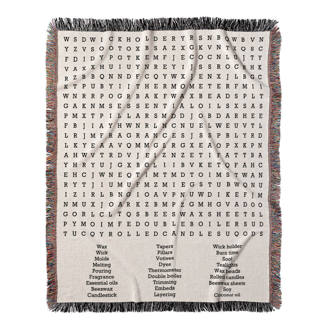Flames and Fragrances Word Search, 50x60 Woven Throw Blanket, Hidden#color-of-hidden-words_hidden