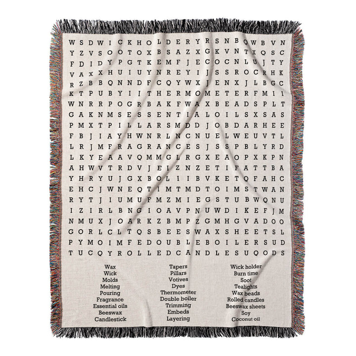 Flames and Fragrances Word Search, 50x60 Woven Throw Blanket, Hidden#color-of-hidden-words_hidden