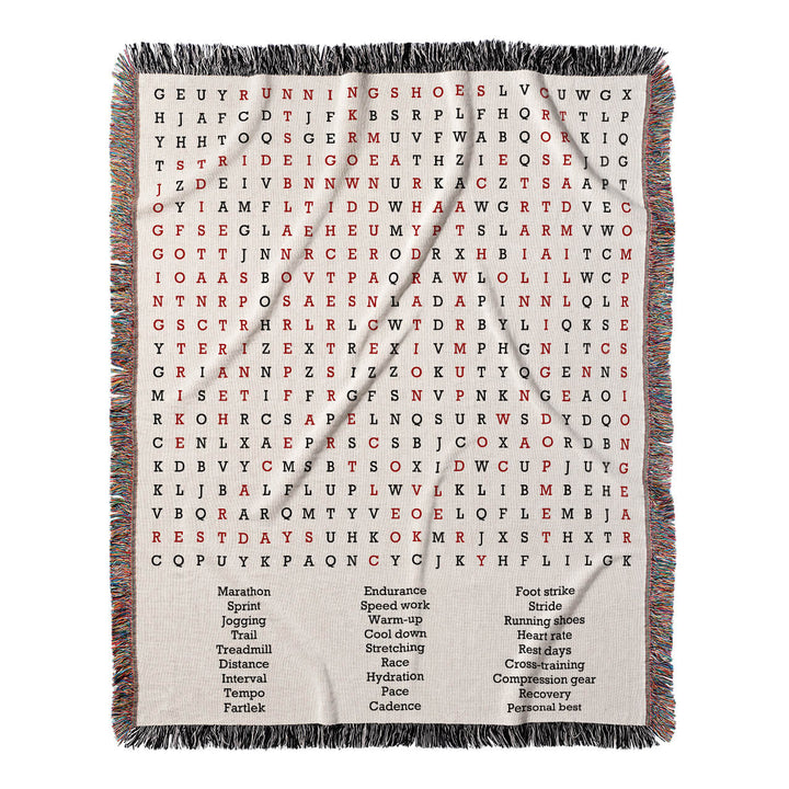 Pace and Grace Word Search, 50x60 Woven Throw Blanket, Red#color-of-hidden-words_red