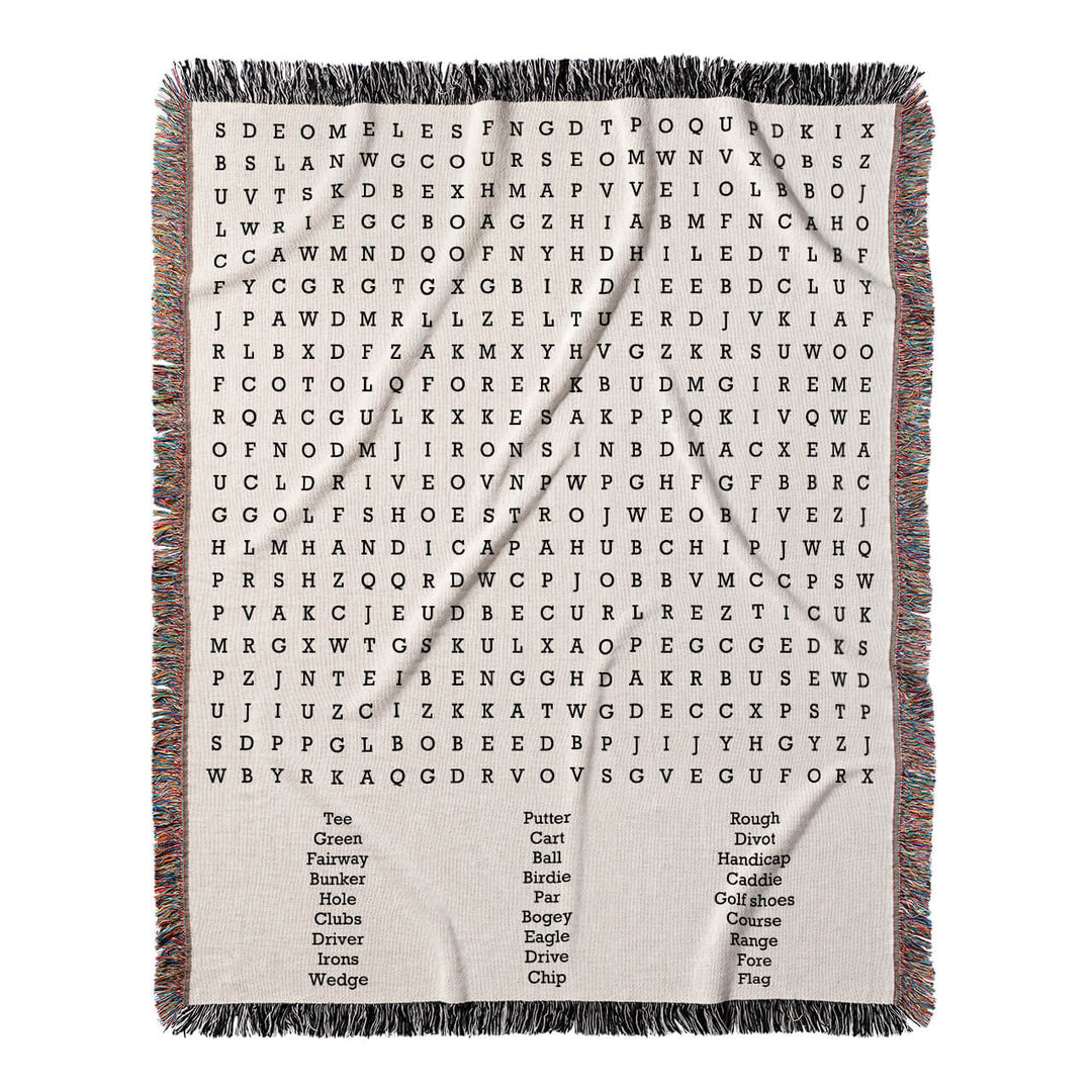 Fairway to Fun Word Search, 50x60 Woven Throw Blanket, Hidden#color-of-hidden-words_hidden