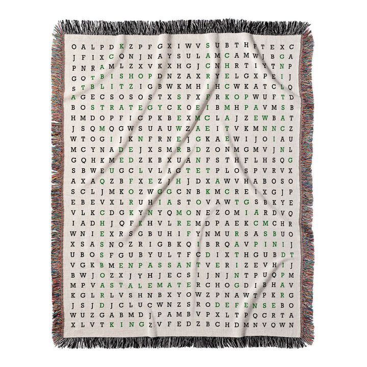 Kings and Queens Unite Word Search, 50x60 Woven Throw Blanket, Green#color-of-hidden-words_green