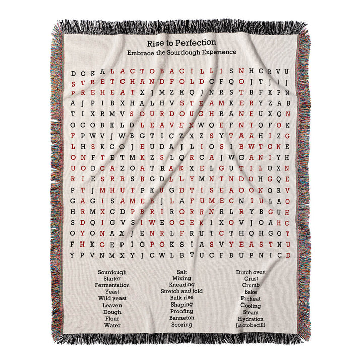 Rise to Perfection Word Search, 50x60 Woven Throw Blanket, Red#color-of-hidden-words_red