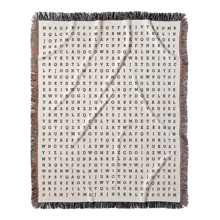 Grape Escapes Word Search, 50x60 Woven Throw Blanket, Hidden#color-of-hidden-words_hidden