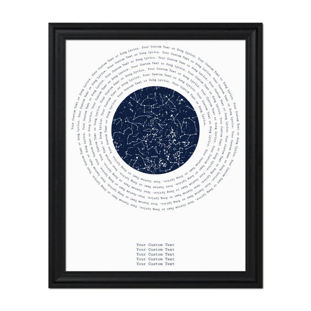Song Lyrics Gift with 1 Star Map, Personalized Vertical Paper Print, Black Beveled Frame#color-finish_black-beveled-frame