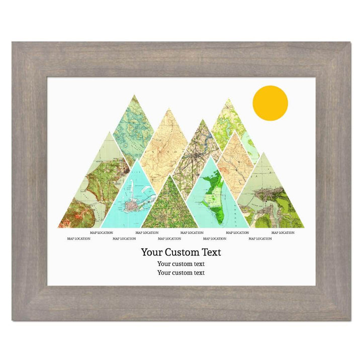 Personalized Mountain Atlas Map with 10 Locations, Gray Wide Framed Art Print#color-finish_gray-wide-frame