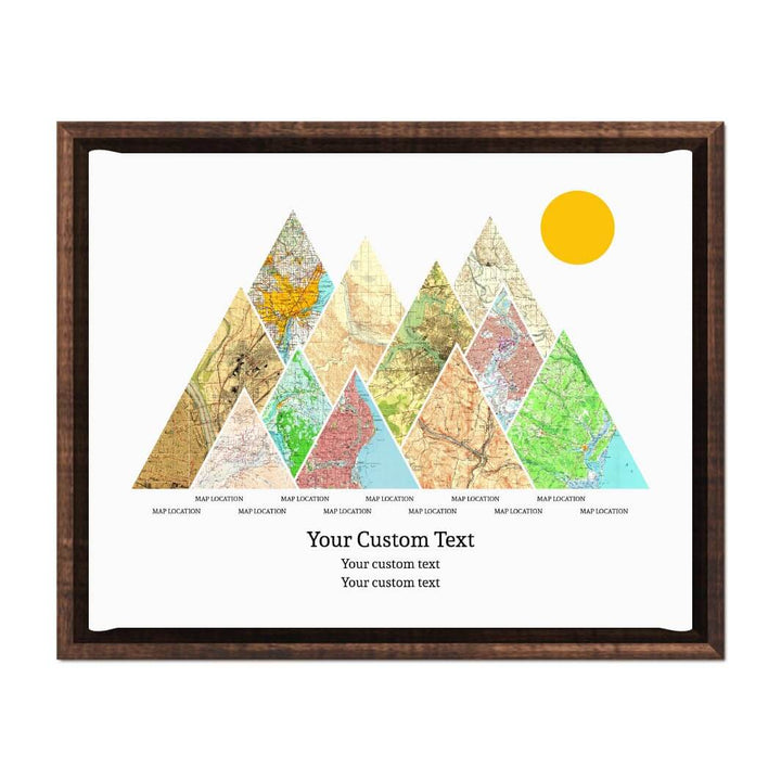 Personalized Mountain Atlas Map with 11 Locations, Espresso Floater Framed Art Print#color-finish_espresso-floater-frame