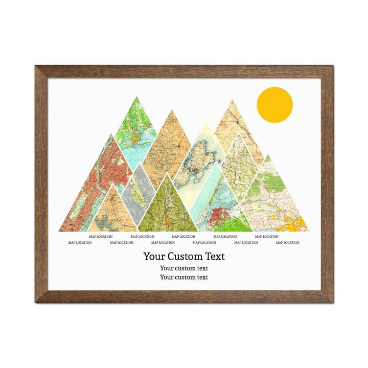 Personalized Mountain Atlas Map with 11 Locations, Walnut Thin Framed Art Print#color-finish_walnut-thin-frame