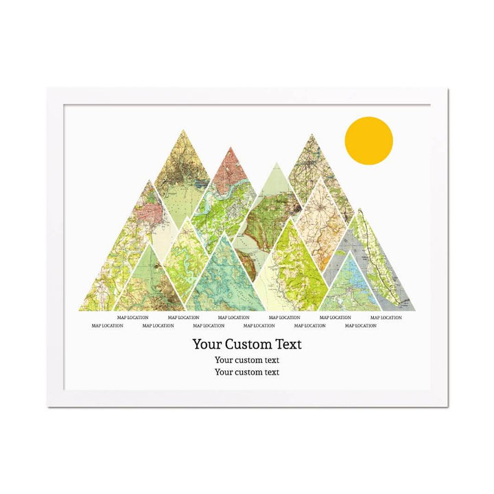 Personalized Mountain Atlas Map with 12 Locations, White Thin Framed Art Print#color-finish_white-thin-frame