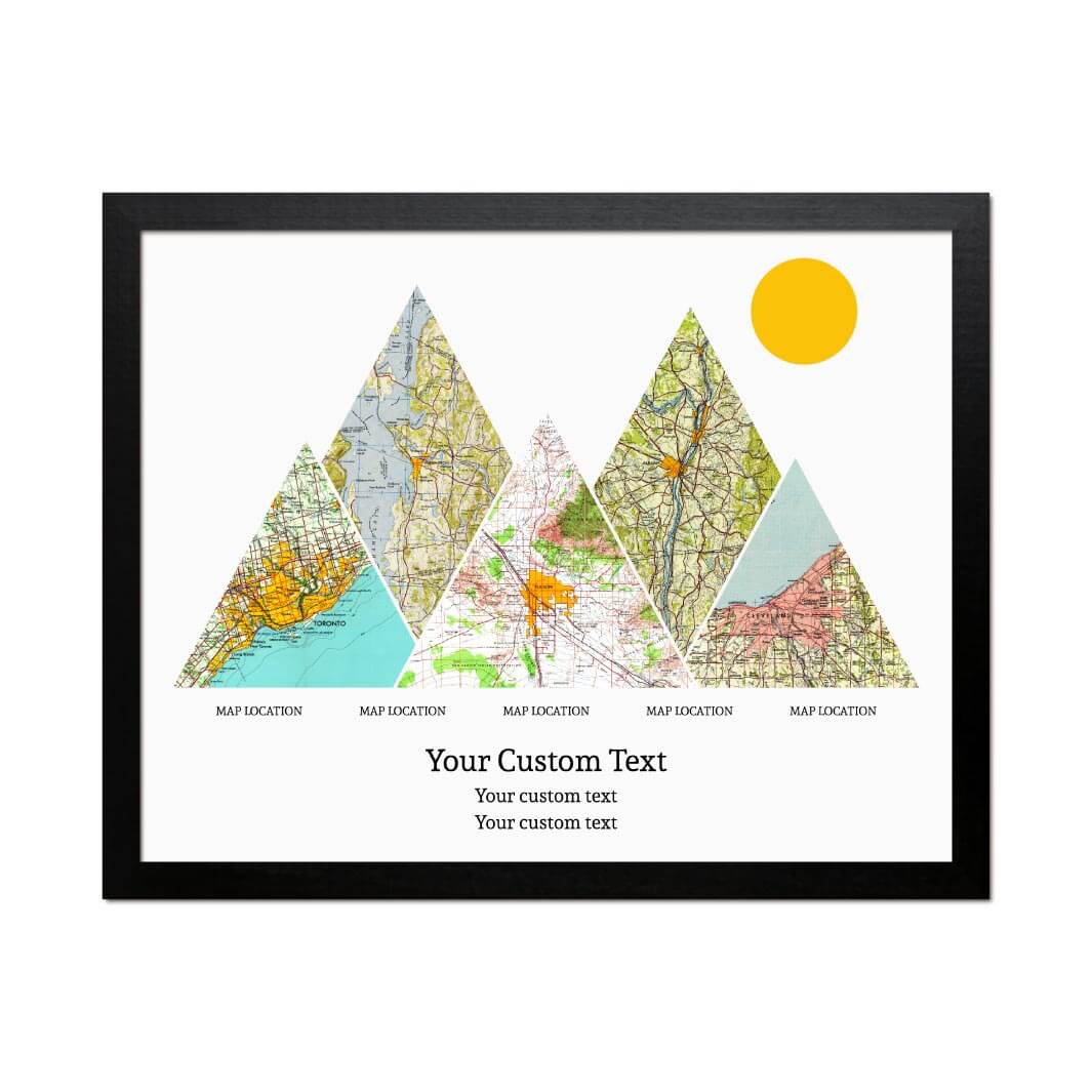 Personalized Mountain Atlas Map with 5 Locations, Black Thin Framed Art Print#color-finish_black-thin-frame