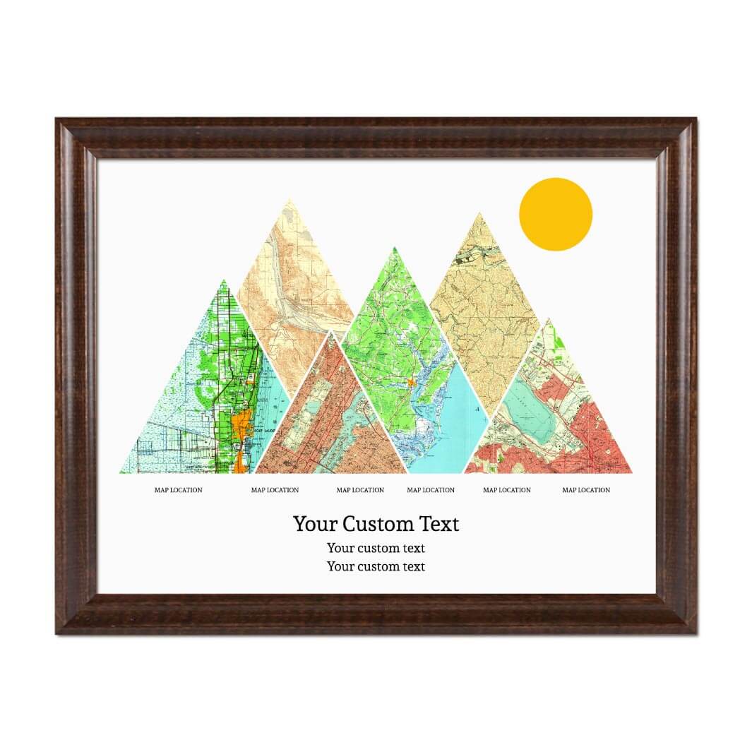 Personalized Mountain Atlas Map with 6 Locations, Espresso Beveled Framed Art Print#color-finish_espresso-beveled-frame