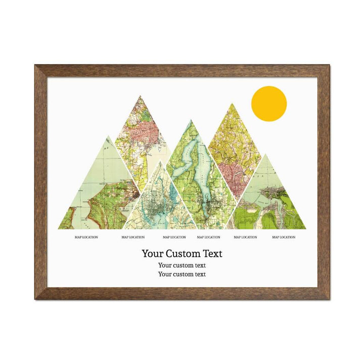 Personalized Mountain Atlas Map with 6 Locations, Walnut Thin Framed Art Print#color-finish_walnut-thin-frame