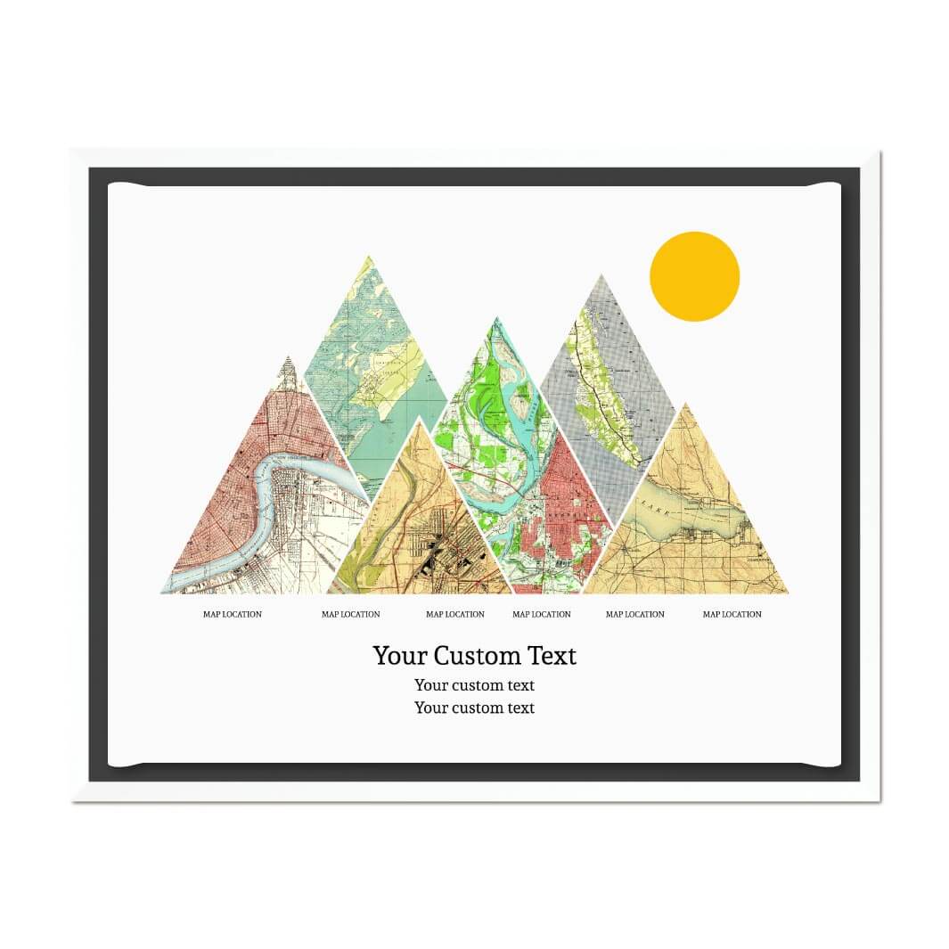 Personalized Mountain Atlas Map with 6 Locations, White Floater Framed Art Print#color-finish_white-floater-frame