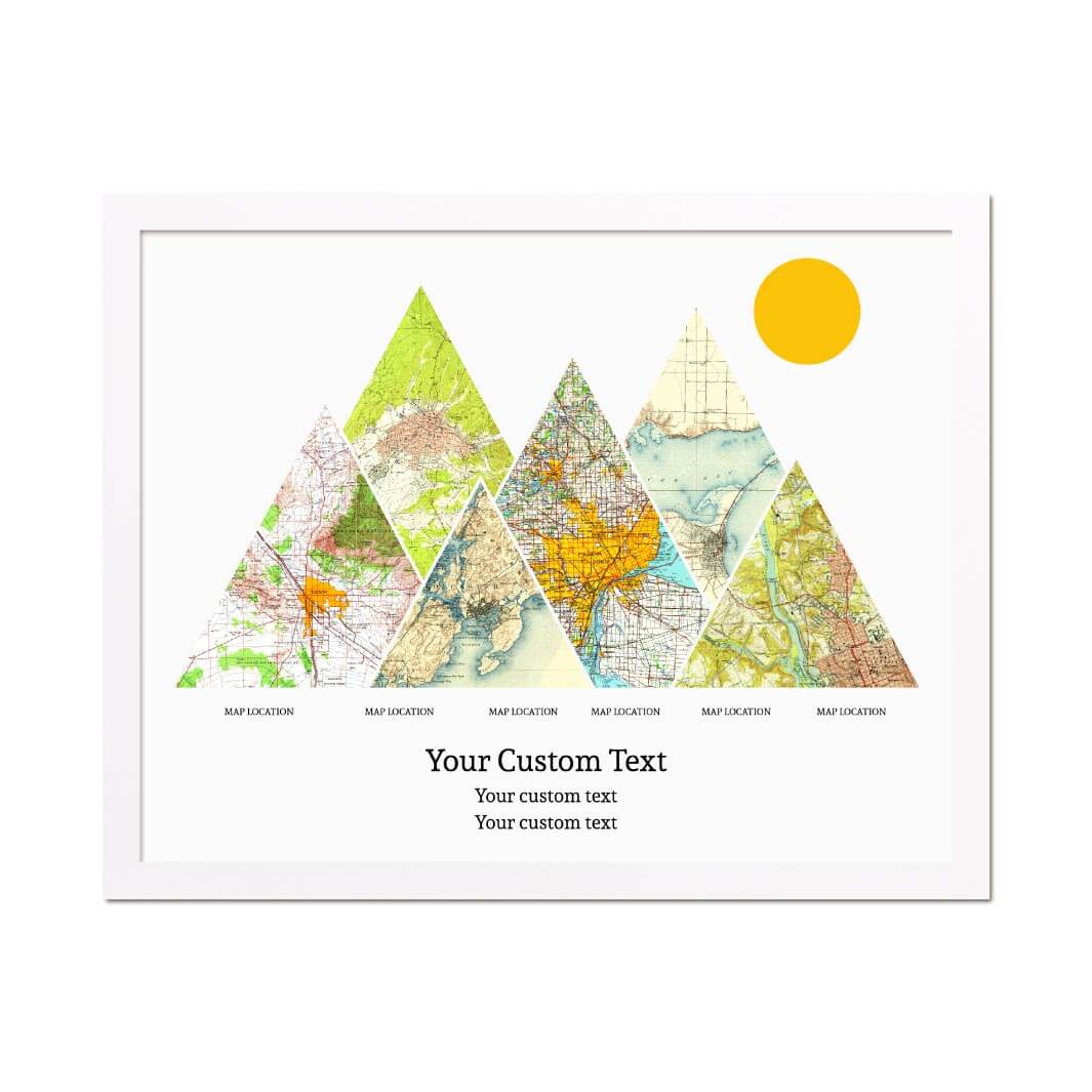 Personalized Mountain Atlas Map with 6 Locations, White Thin Framed Art Print#color-finish_white-thin-frame