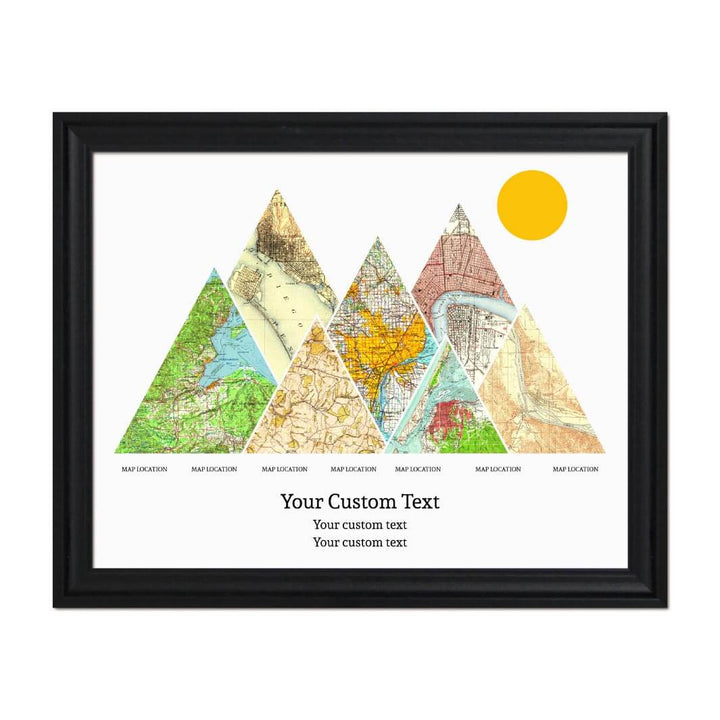 Personalized Mountain Atlas Map with 7 Locations, Black Beveled Framed Art Print#color-finish_black-beveled-frame
