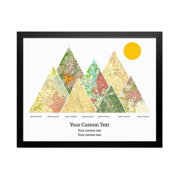 Personalized Mountain Atlas Map with 7 Locations, Black Thin Framed Art Print#color-finish_black-thin-frame