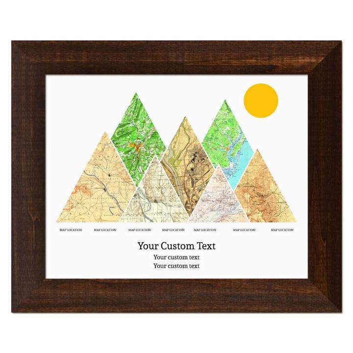 Personalized Mountain Atlas Map with 7 Locations, Espresso Wide Framed Art Print#color-finish_espresso-wide-frame