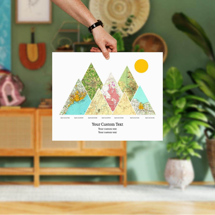 Personalized Mountain Atlas Map with 7 Locations, Unframed Print, Styled#color-finish_unframed
