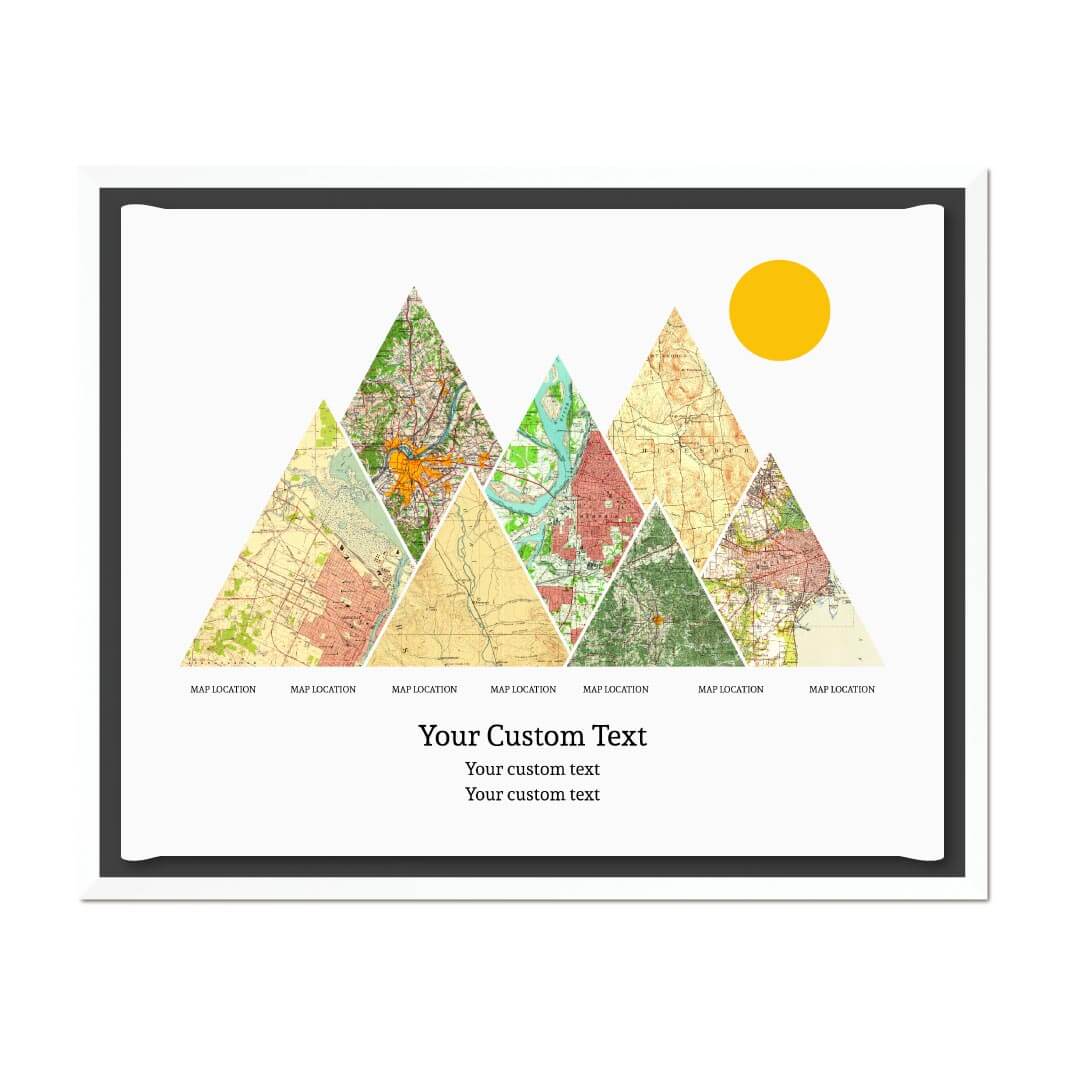 Personalized Mountain Atlas Map with 7 Locations, White Floater Framed Art Print#color-finish_white-floater-frame