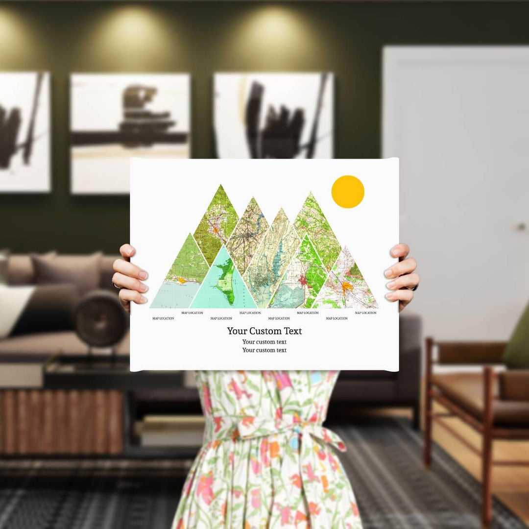 Personalized Mountain Atlas Map with 8 Locations, Wrapped Canvas Art Print, Styled#color-finish_wrapped-canvas