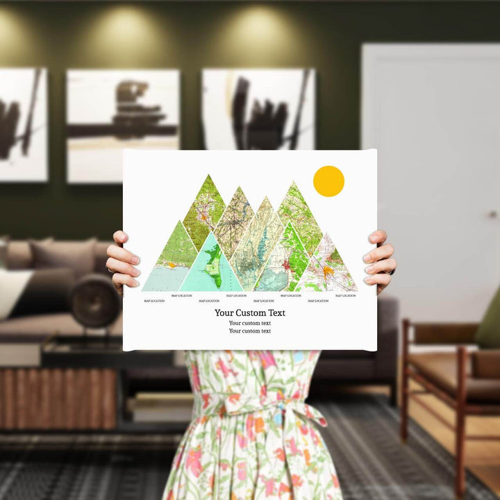 Personalized Mountain Atlas Map with 8 Locations, Wrapped Canvas Art Print, Styled#color-finish_wrapped-canvas