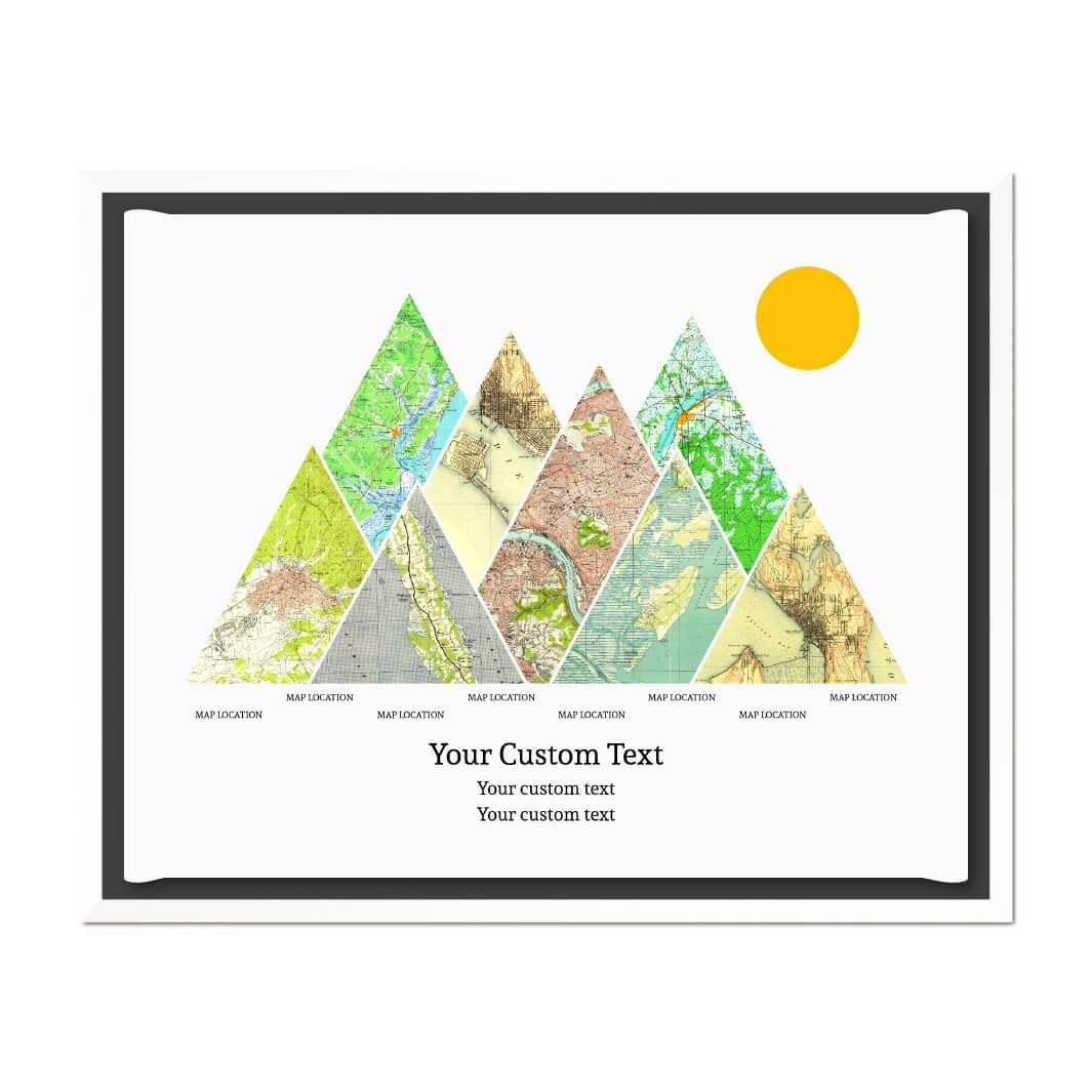 Personalized Mountain Atlas Map with 8 Locations, White Floater Framed Art Print#color-finish_white-floater-frame