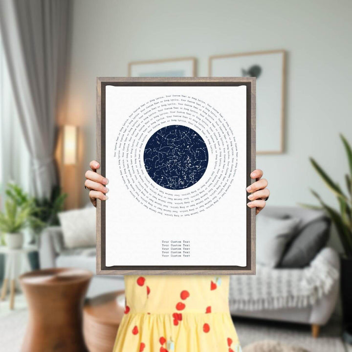 Song Lyrics Gift with 1 Star Map, Personalized Vertical Paper Print, Gray Floater Frame, Styled#color-finish_gray-floater-frame