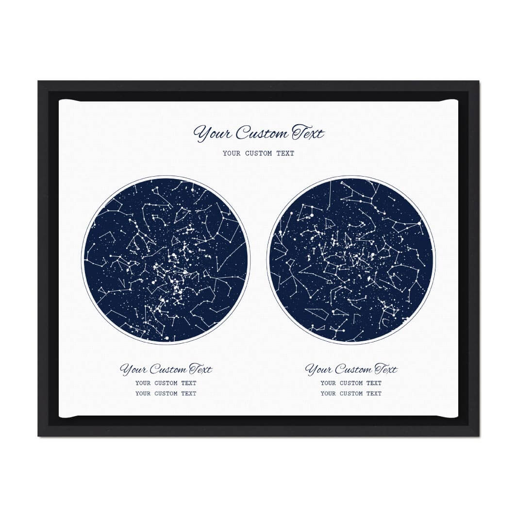 Star Map Gift Personalized With 2 Night Skies, Horizontal, Black Floater Framed Art Print#color-finish_black-floater-frame