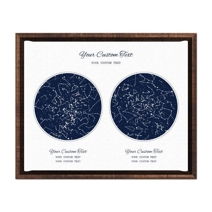 Star Map Gift Personalized With 2 Night Skies, Horizontal, Espresso Floater Framed Art Print#color-finish_espresso-floater-frame