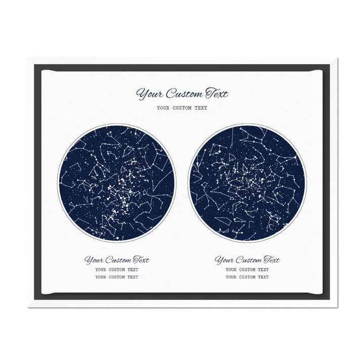 Star Map Gift Personalized With 2 Night Skies, Horizontal, White Floater Framed Art Print#color-finish_white-floater-frame